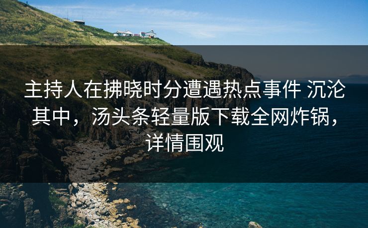 主持人在拂晓时分遭遇热点事件 沉沦其中，汤头条轻量版下载全网炸锅，详情围观