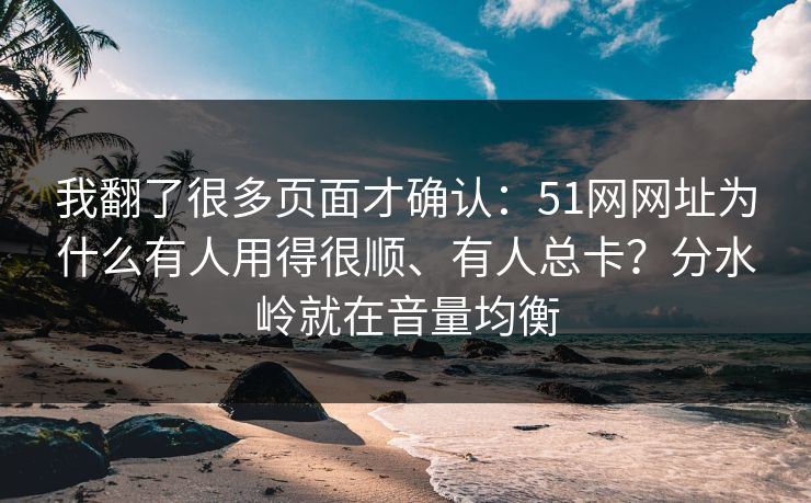 我翻了很多页面才确认:51网网址为什么有人用得很顺、有人总卡?分水岭就在音量均衡