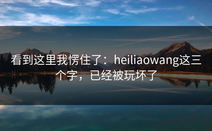 看到这里我愣住了:heiliaowang这三个字,已经被玩坏了